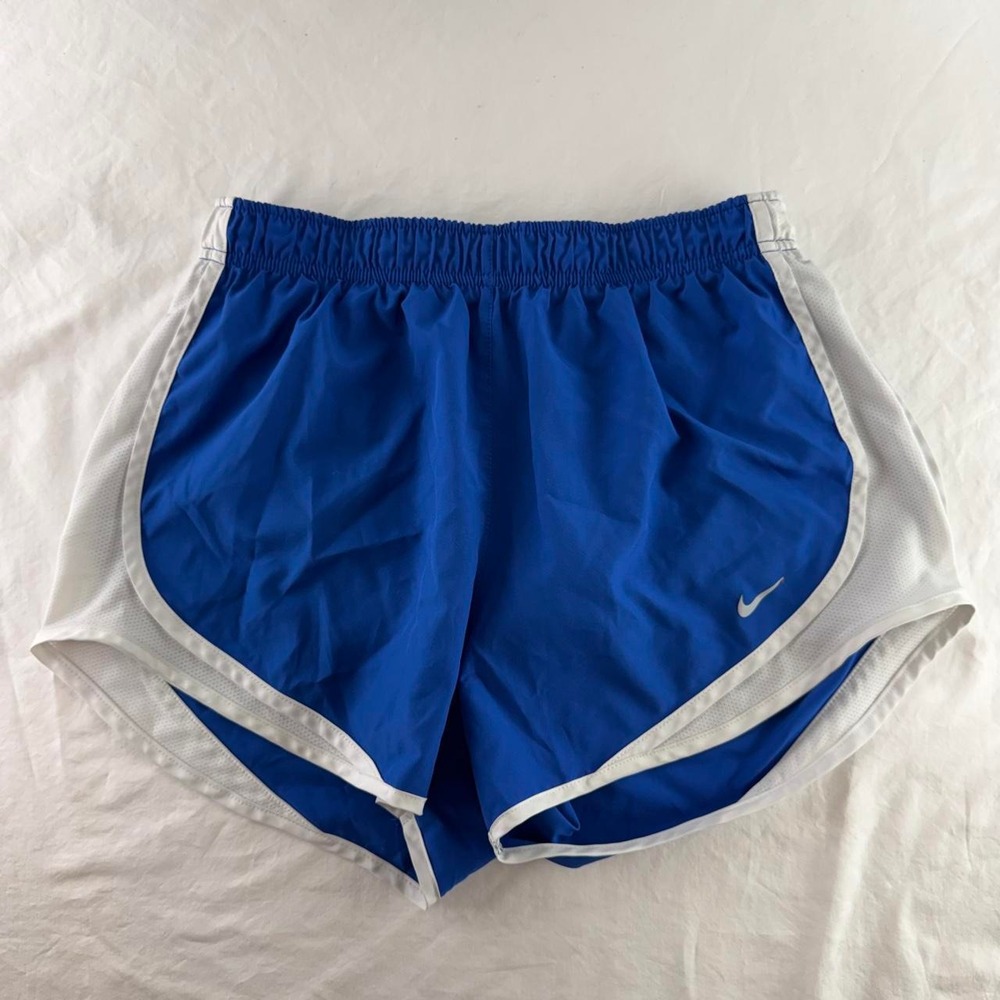 Nike Dri-Fit Tempo Running Shorts Womens M Blue White Activewear Sporty Gym